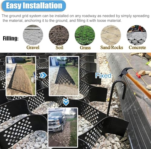 MSWEGKRE Geogrid Soil Reinforcement - Erosion Control Retaining Walls, DIY Cuttable Slope/Embankment Gravel Stabilizer 33 30 26 23 19 10 3 Ft, Arenas Horse Farm Foldable Permeable Grids~/